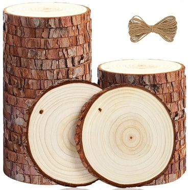 30 Pcs 2.4-2.8 inches Craft Wooden Circles Unfinished Wood Slices kit Predrilled Hole with 33 Feet String for Arts Wood Slices Christmas Ornaments DIY Crafts Natural Wood Slices 
